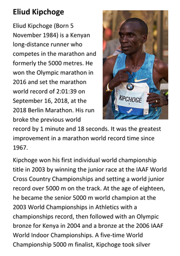 Eliud Kipchoge Handout