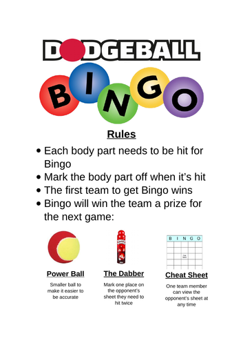 Dodgeball Bingo
