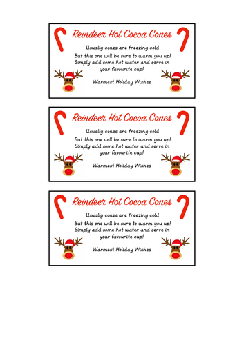 Reindeer Hot Chocolate Christmas Gift Labels