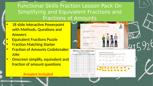 Fractions Pack | KS2–KS3 Maths | Equivalent Fractions, Matching Activity, Fractions of Amounts Codeb