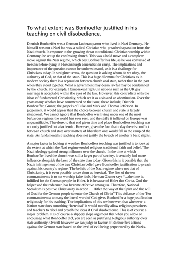 Bonhoeffer Civil disobedience A