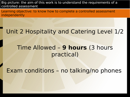 Year 10 Mock LAB Level 1/2 Hospitality and Catering