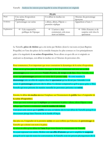 French - A level - Tartuffe - essay (Edexcel)