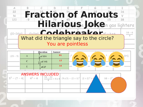 Fractions of Amounts Joke Codebreaker
