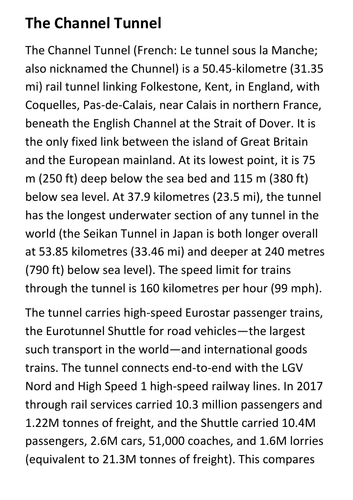 The Channel Tunnel Handout