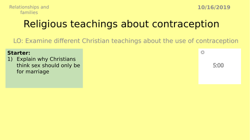 AQA GCSE RS - 3 Contraception - Theme A Relationships and Families