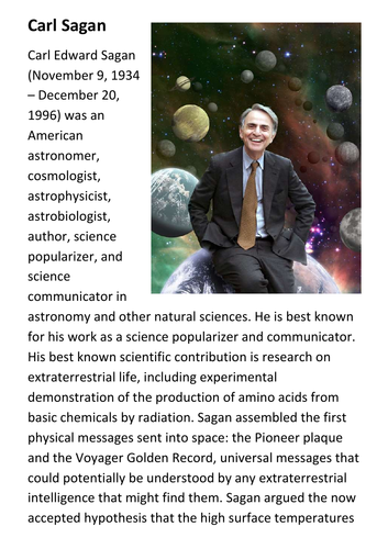 Carl Edward Sagan Handout