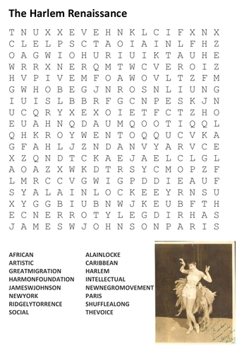 The Harlem Renaissance Word Search