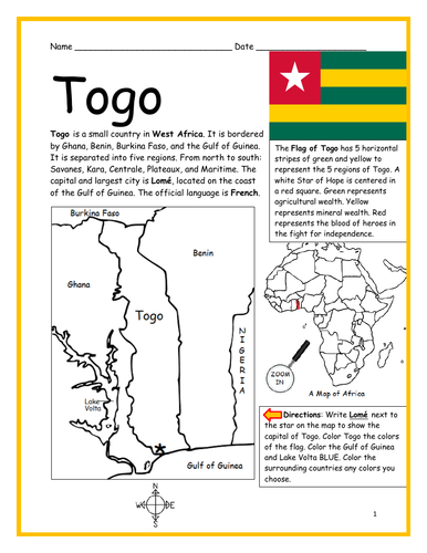 TOGO - Introductory Geography Worksheet
