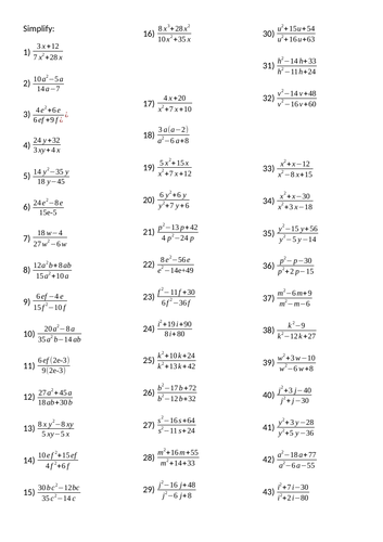 Algebraic Fractions