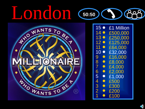 London - Who wants to be a  Millionaire quiz
