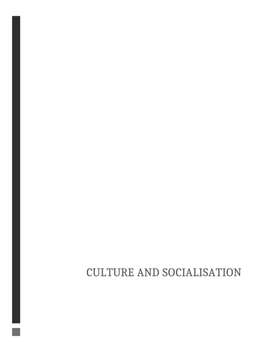 A-level Sociology Culture & Socialisation