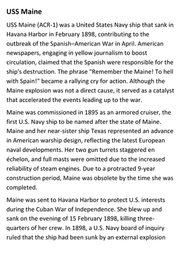 USS Maine Handout