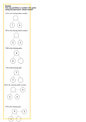 partition using part-whole model within 10