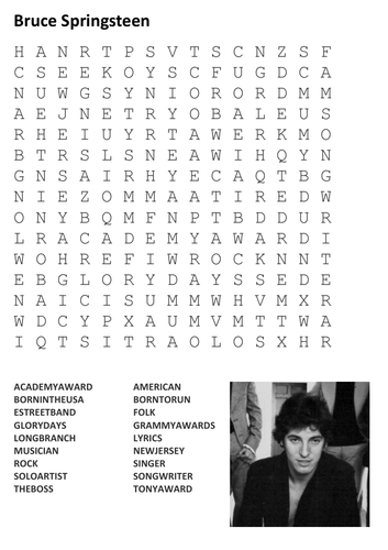 Bruce Springsteen Word Search