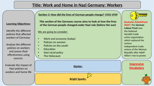 Workers in Nazi Germany - OCR J411 Living Under Nazi Rule