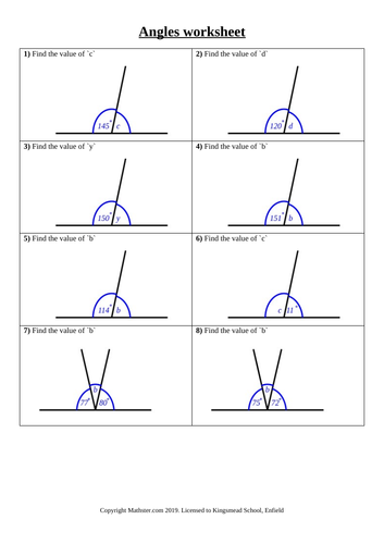 Angles in straight lines, triangles and quadrilaterals