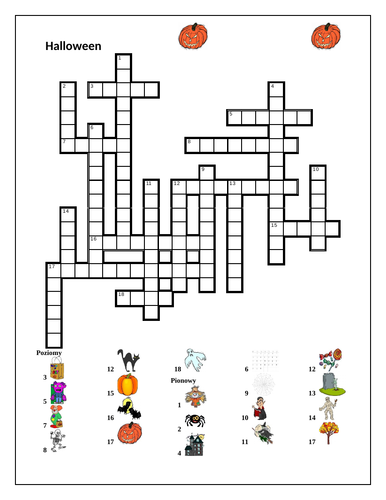 Halloween in Polish Crossword and Wordsearch