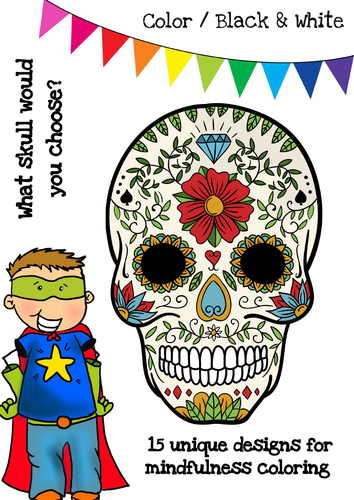 Halloween Skulls Mindfulness Coloring