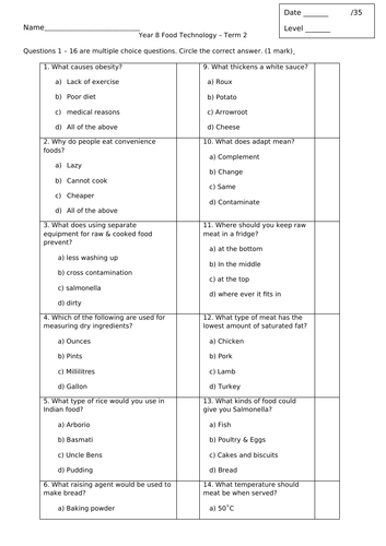 Year 8 Term 2 Test