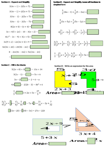 Expanding and Simplifying single brackets (including fractions)