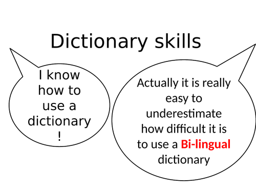 dictionary skills and things in your pencil case