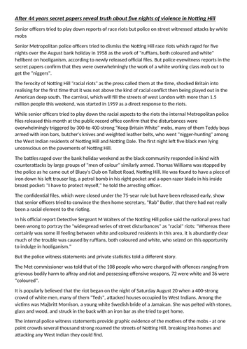 AQA 7042 Making of Modern Britain - Race Riots