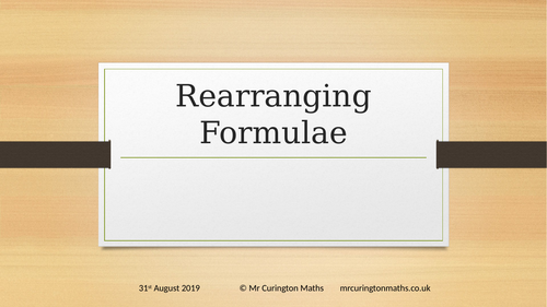 Rearranging Formulae AfL Powerpoint