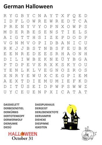 German Halloween  Word Search