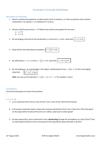 SUVAT Equations Lesson