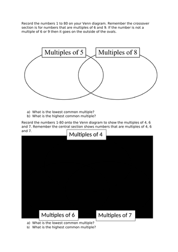 Year 6 - sorting multiples