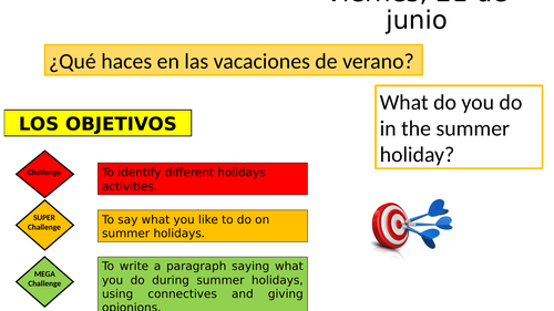 Summer Holidays - present tense