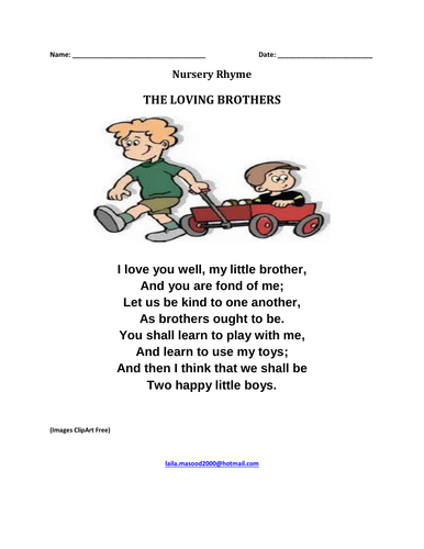 Nursery Rhyme: 'The Loving Brothers' with Colouring page