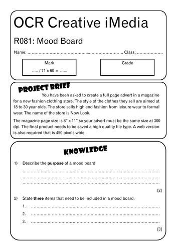 Mood Boards - media studies coursework