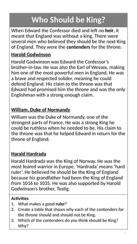 Who Should Be King? Worksheet