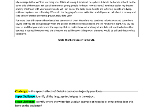 Greta Thunberg Speech Transcript