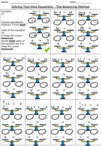 Solving Two-Step Equations using balancing method