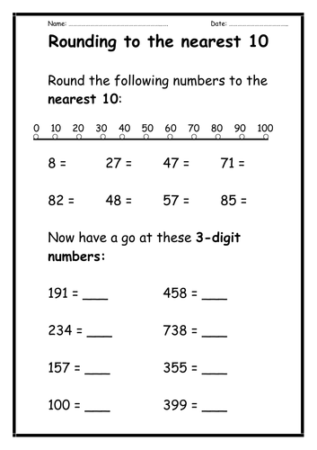 Rounding to the nearest 10 - 2 worksheets