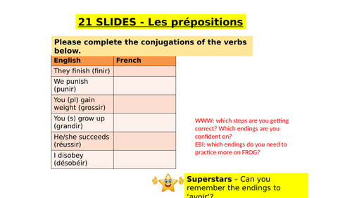 French 21 SLIDES Les prépositions the prepositions