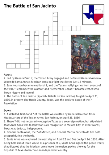 The Battle of San Jacinto Crossword