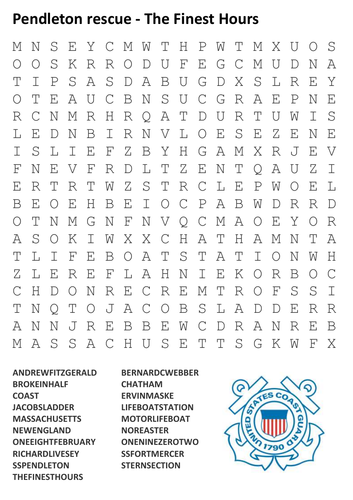 Pendleton rescue - The Finest Hours Word search