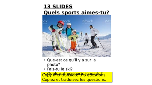 French 13 SLIDES  opinions about sports