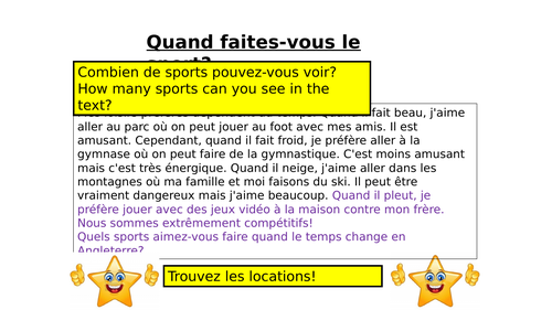 French 30 SLIDES sports and weather