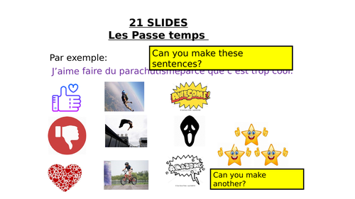 French 21 SLIDES Les Passe temps
