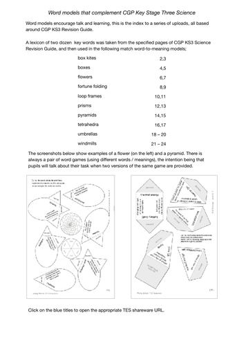 Word models for KS3 - an introduction