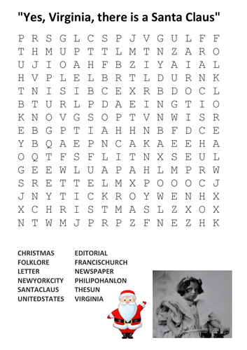 Yes, Virginia, there is a Santa Claus Word Search