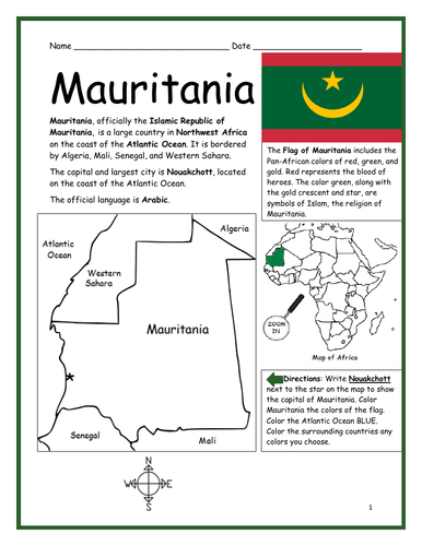 MAURITANIA - Introductory Geography Worksheet