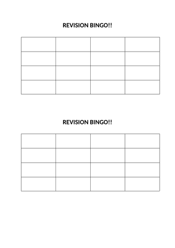 GCSE PE Health, Fitness & Well-being REVISION BINGO