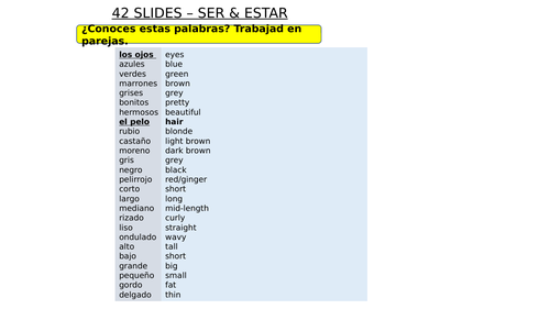 SPANISH 42 SLIDES SER & ESTAR