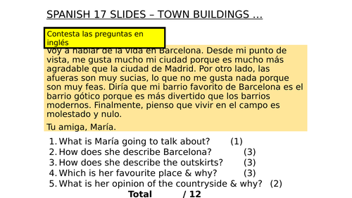 SPANISH 17 SLIDES – TOWN BUILDINGS
